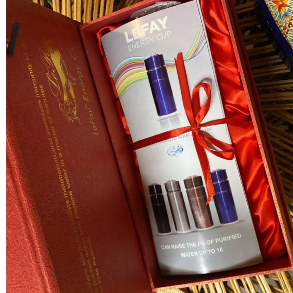 LEFAY Alkaline Energy Cup NEW! Red Stainless Steel Thermal Healthy Water Filter - Picture 2 of 9